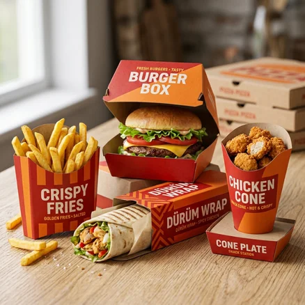 Anladım! WordPress veya benzeri bir içerik yönetim sistemi (CMS) paneli üzerinden görsel optimizasyonu yapıyorsun. Bu alanlar hem SEO (Arama Motoru Optimizasyonu) hem de erişilebilirlik için çok kritik. İstediğin görsel (Fast Food Ambalajları) için bu kutucukları en verimli şekilde dolduracak metin önerilerim şunlar: 1. Alternatif Metin (Alt Text) Görseli göremeyenler ve Google botları için en önemli alan. Anahtar kelime odaklı ve betimleyici olmalı. Öneri: Modern tasarımlı fast food ambalajları seti; hamburger kutusu, pizza kutusu, dürüm paketi ve patates külahı bir arada ahşap masa üzerinde.