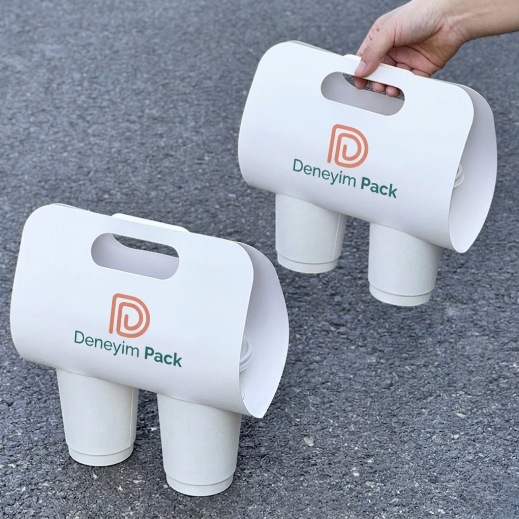 Baskılı Karton Bardak Taşıyıcı Saplı Üretimi