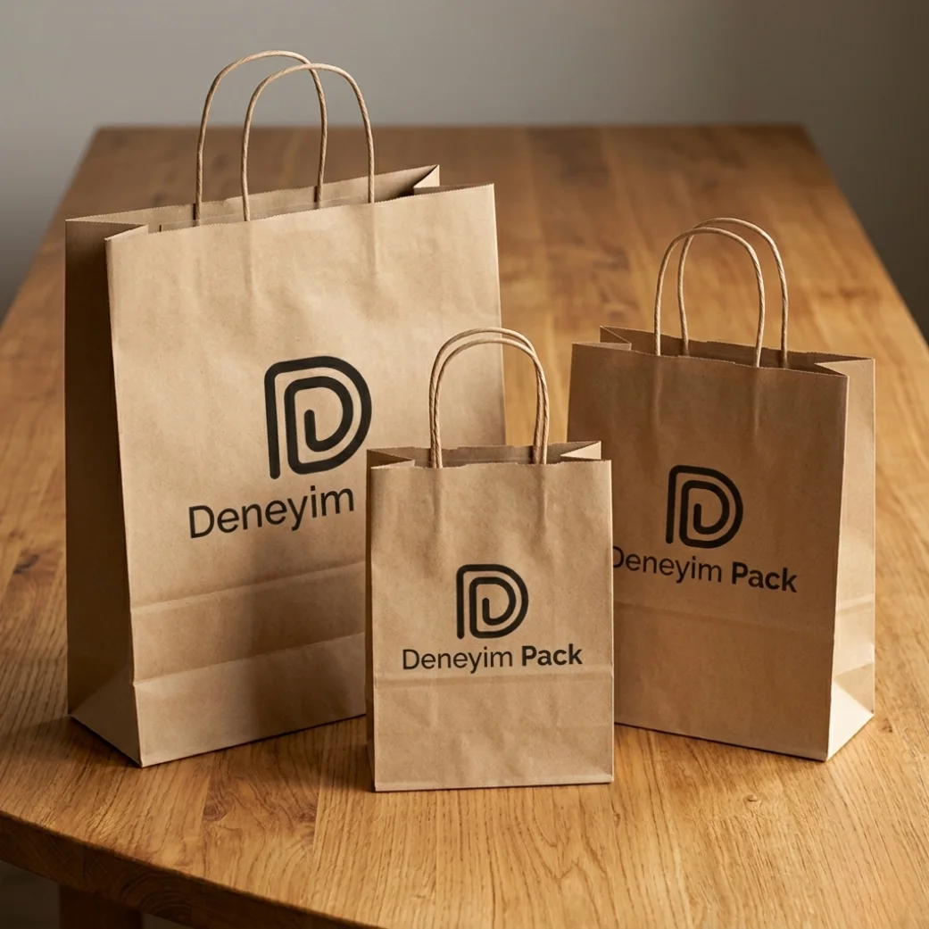 Kraft Çanta Üretimi Logo Baskılı Deneyim Pack