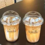 Tek Renk Baskılı Bombe Kapaklı PET Bardaklar